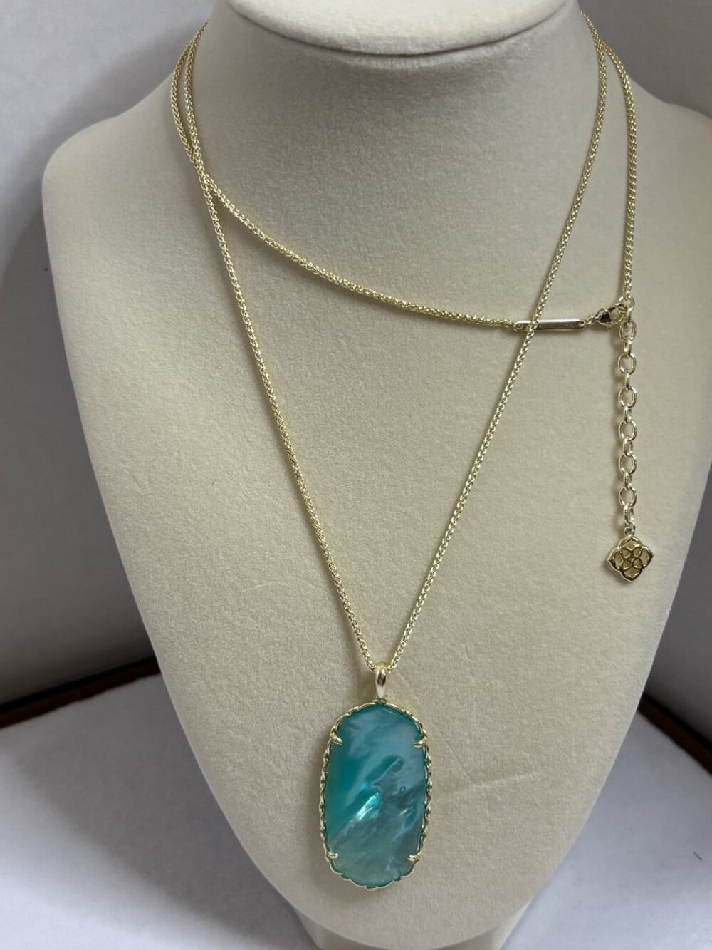 Kendra Scott Reid Gold & Aqua Blue Illusion Necklace